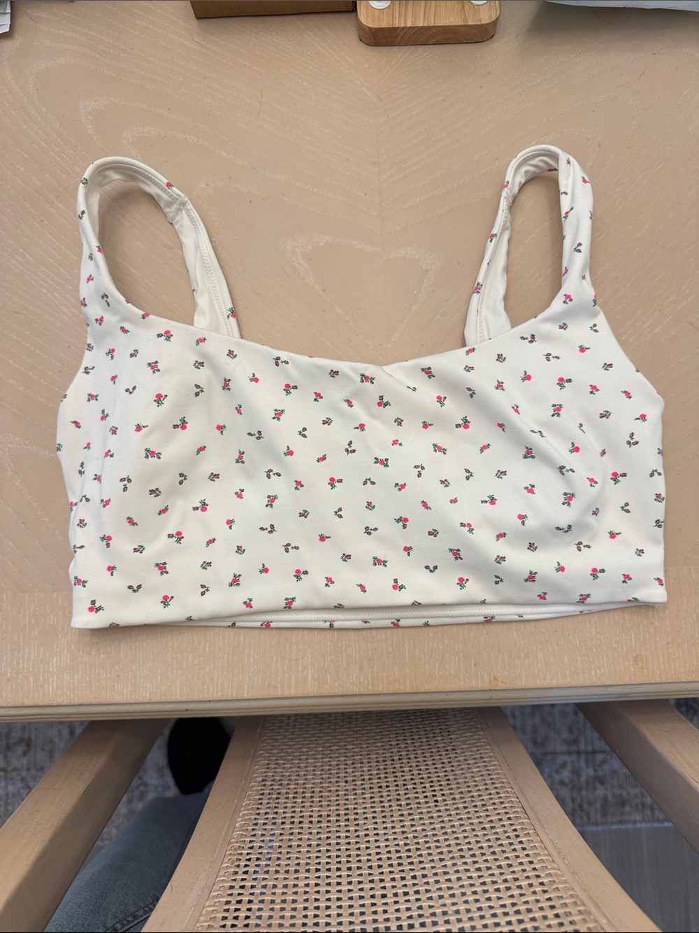 Skims Nike Women's Cream Floral Bralette - Comfortable Everyday Support